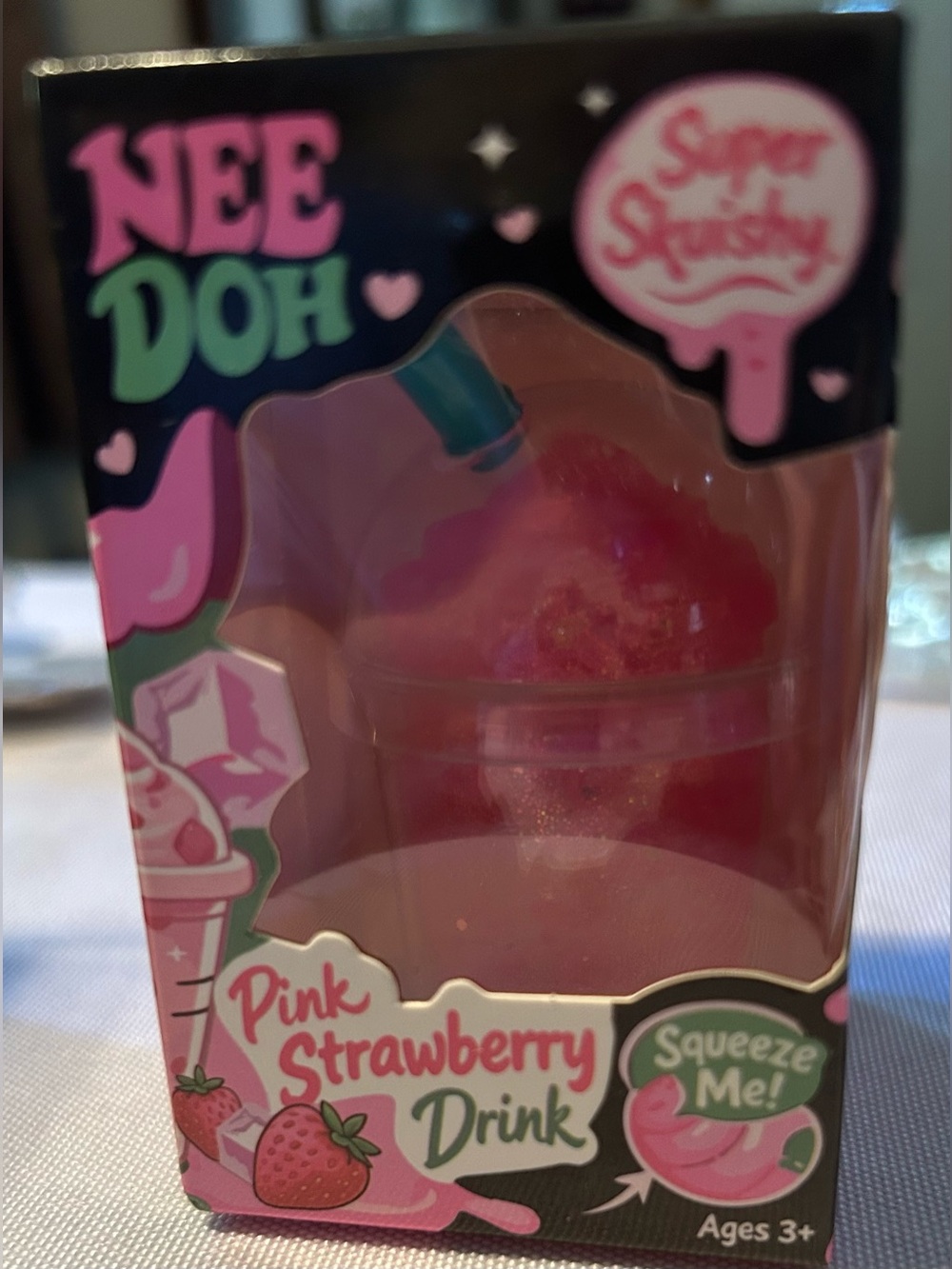 NeeDoh Pink Strawberry Drink Super Squishy Toy